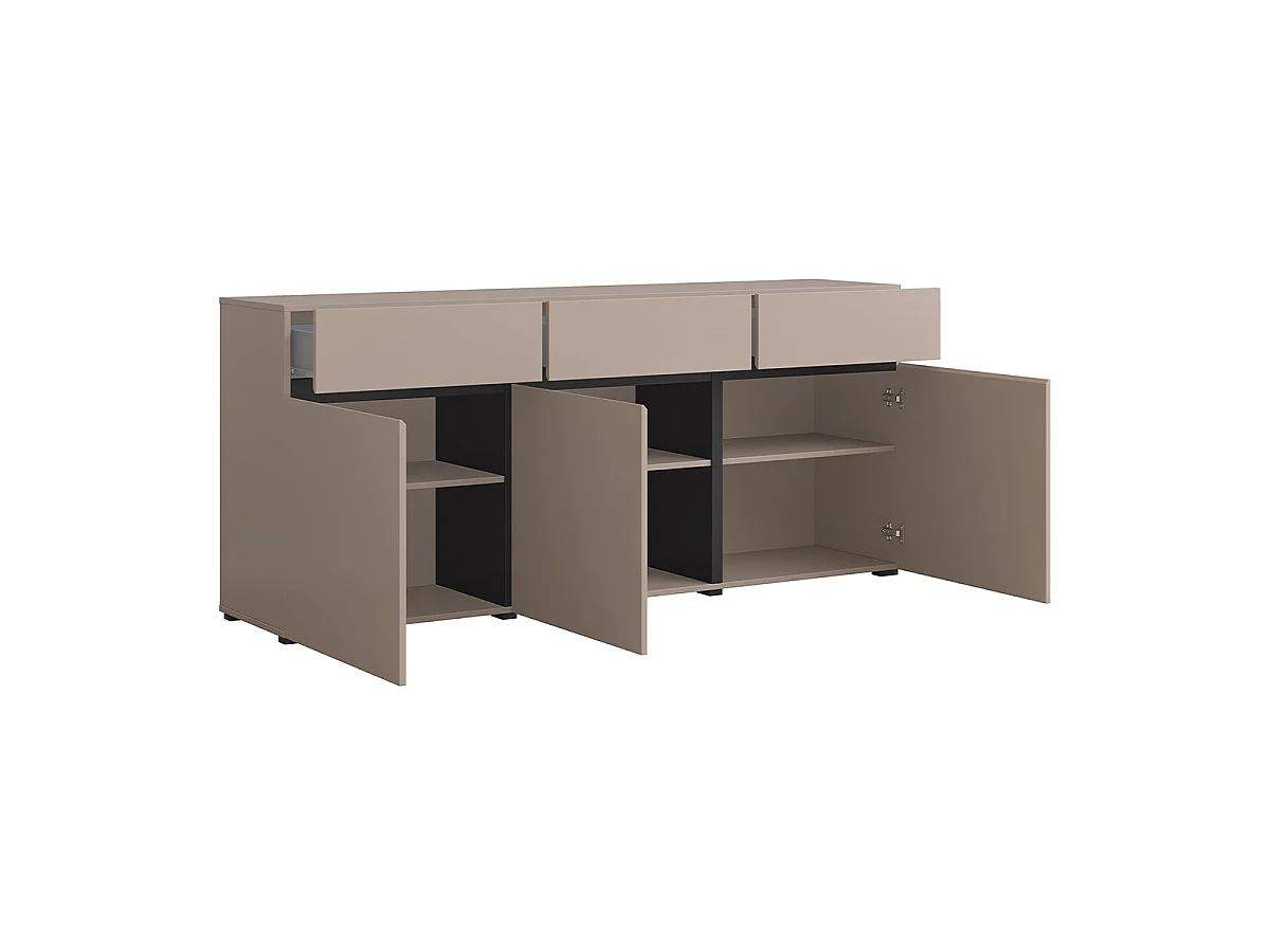 Buffet 3 portes 3 tiroirs Lilia Taupe