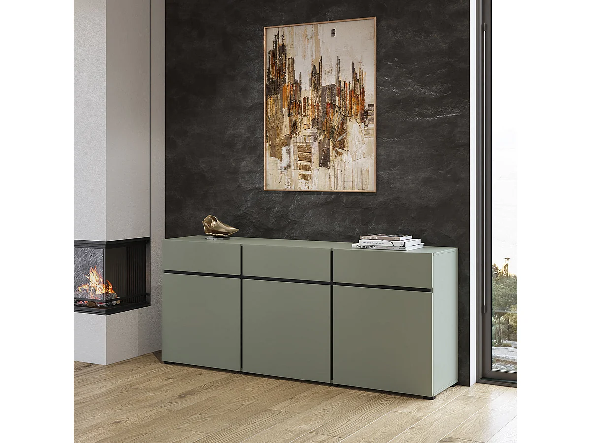 Buffet 3 portes 3 tiroirs Lilia Vert