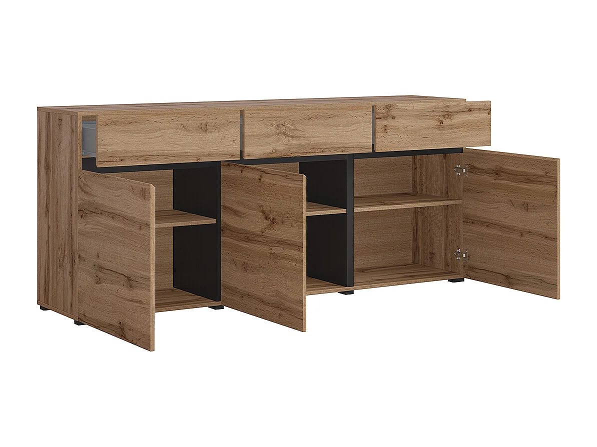 Lilia Houten 3-deurs dressoir met 3 laden