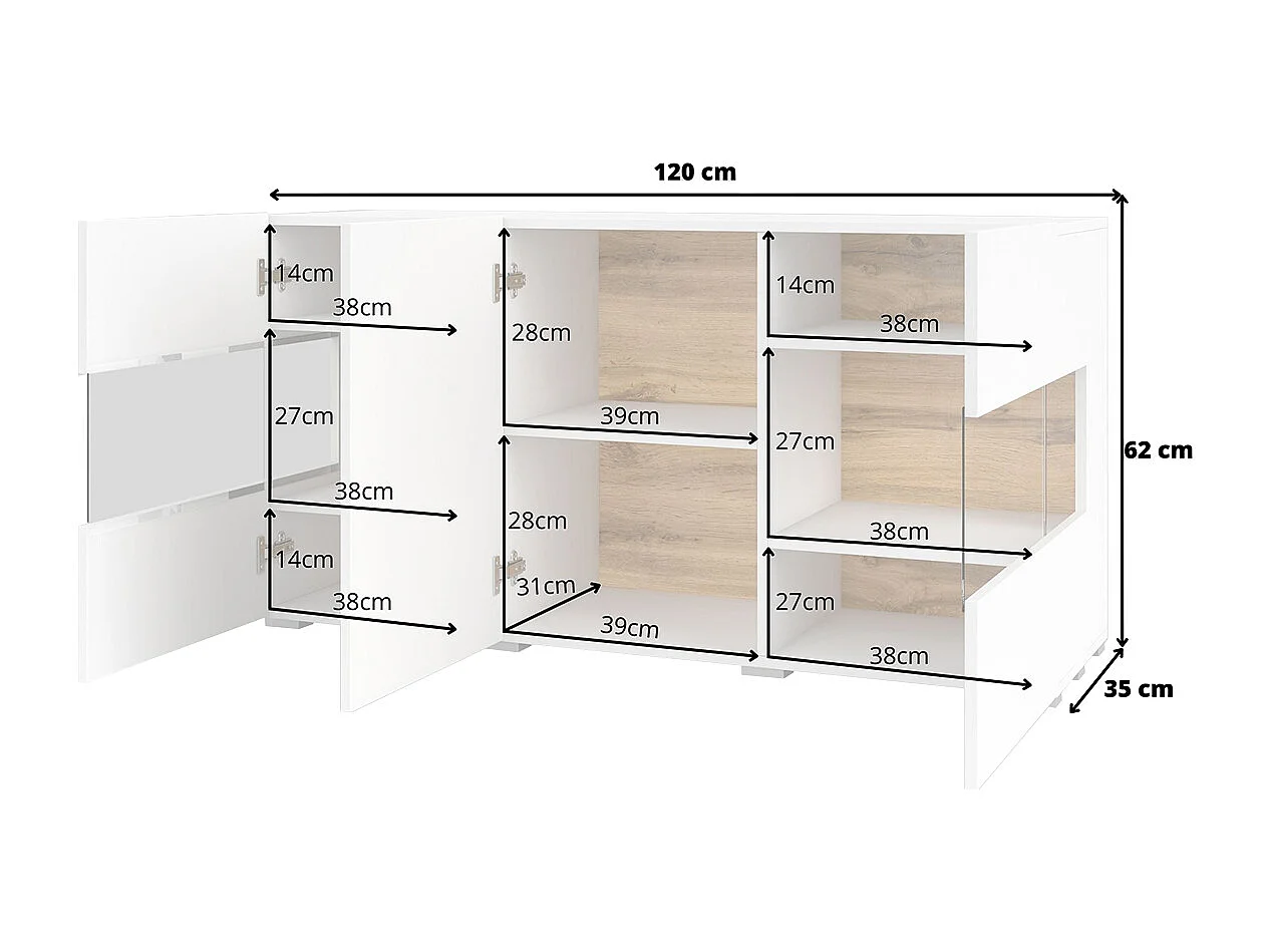 Buffet 3 portes Glora Blanc