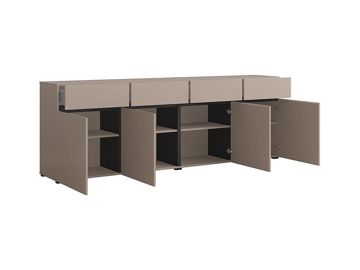 Buffet 4 portes 4 tiroirs Lilia Taupe