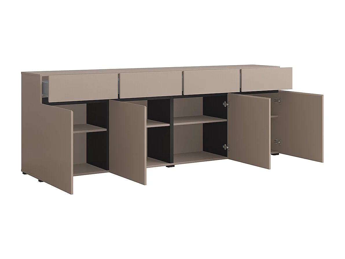 Buffet 4 portes 4 tiroirs Lilia Taupe