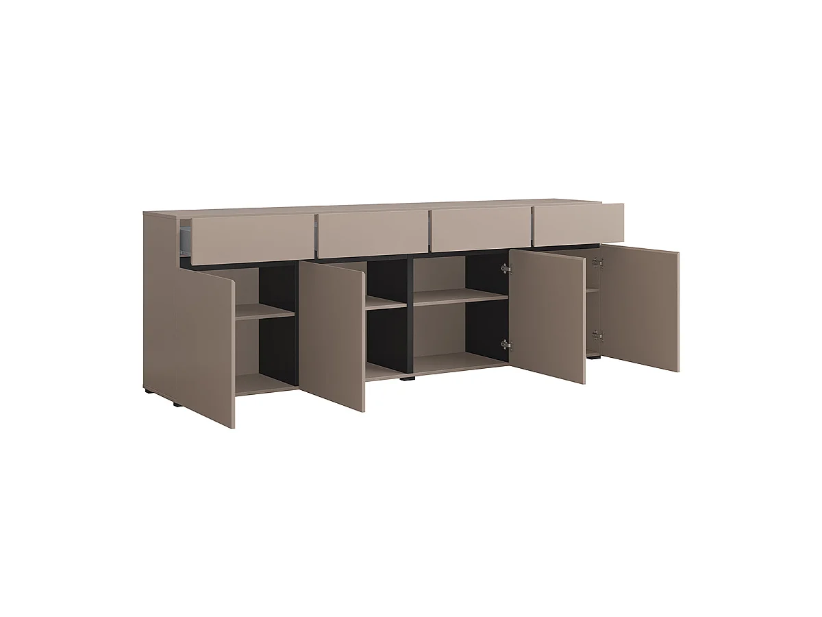 Buffet 4 portes 4 tiroirs Lilia Taupe