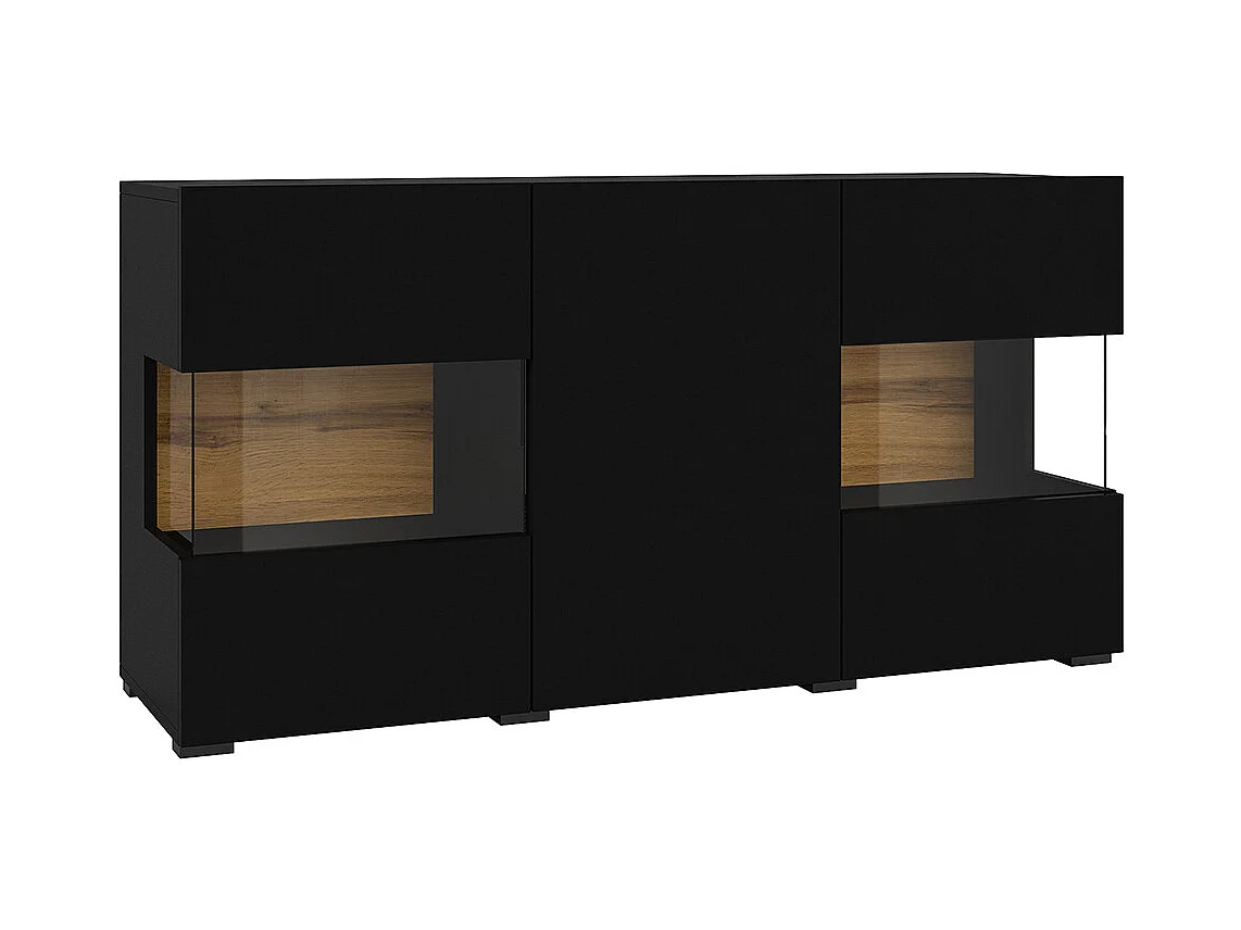 Buffet 3 portes Glora Noir et Bois