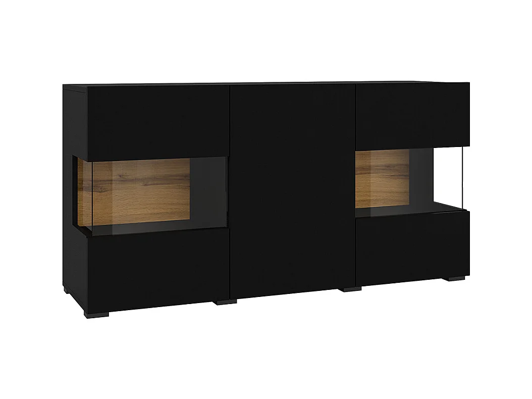 Buffet 3 portes Glora Noir et Bois