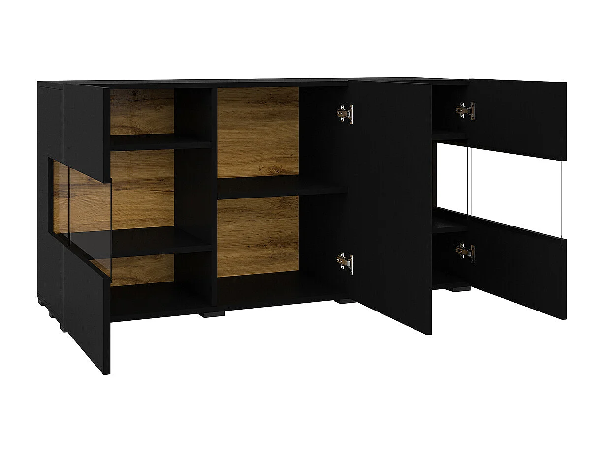 Buffet 3 portes Glora Noir et Bois