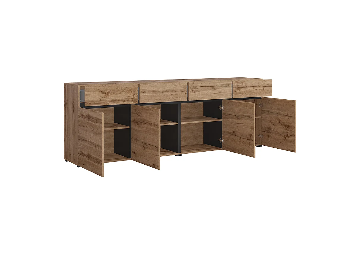 Buffet 4 portes 4 tiroirs Lilia Bois