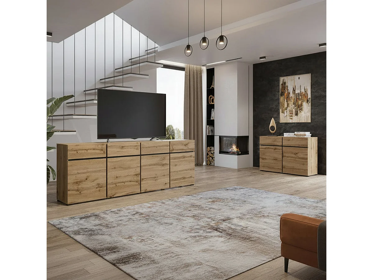 Buffet 4 portes 4 tiroirs Lilia Bois