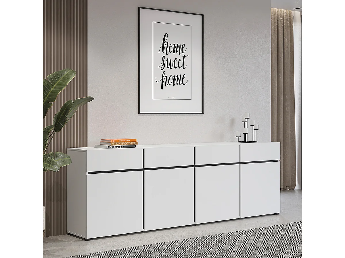 Lilia Wit 4-deurs dressoir met 4 laden