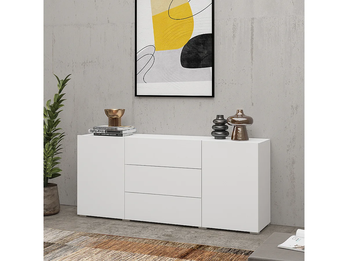 Glora Wit 2-deurs dressoir met 3 laden