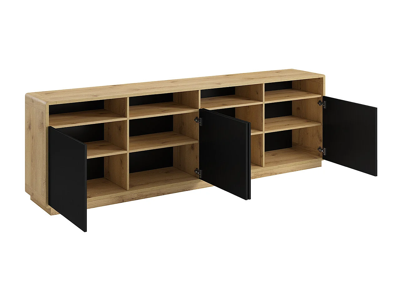 Buffet 4 portes Raven Noir et Bois