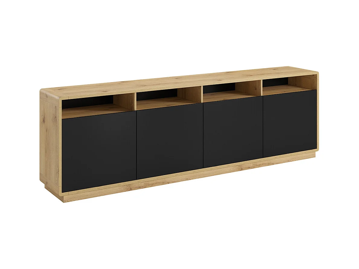 Buffet 4 portes Raven Noir et Bois
