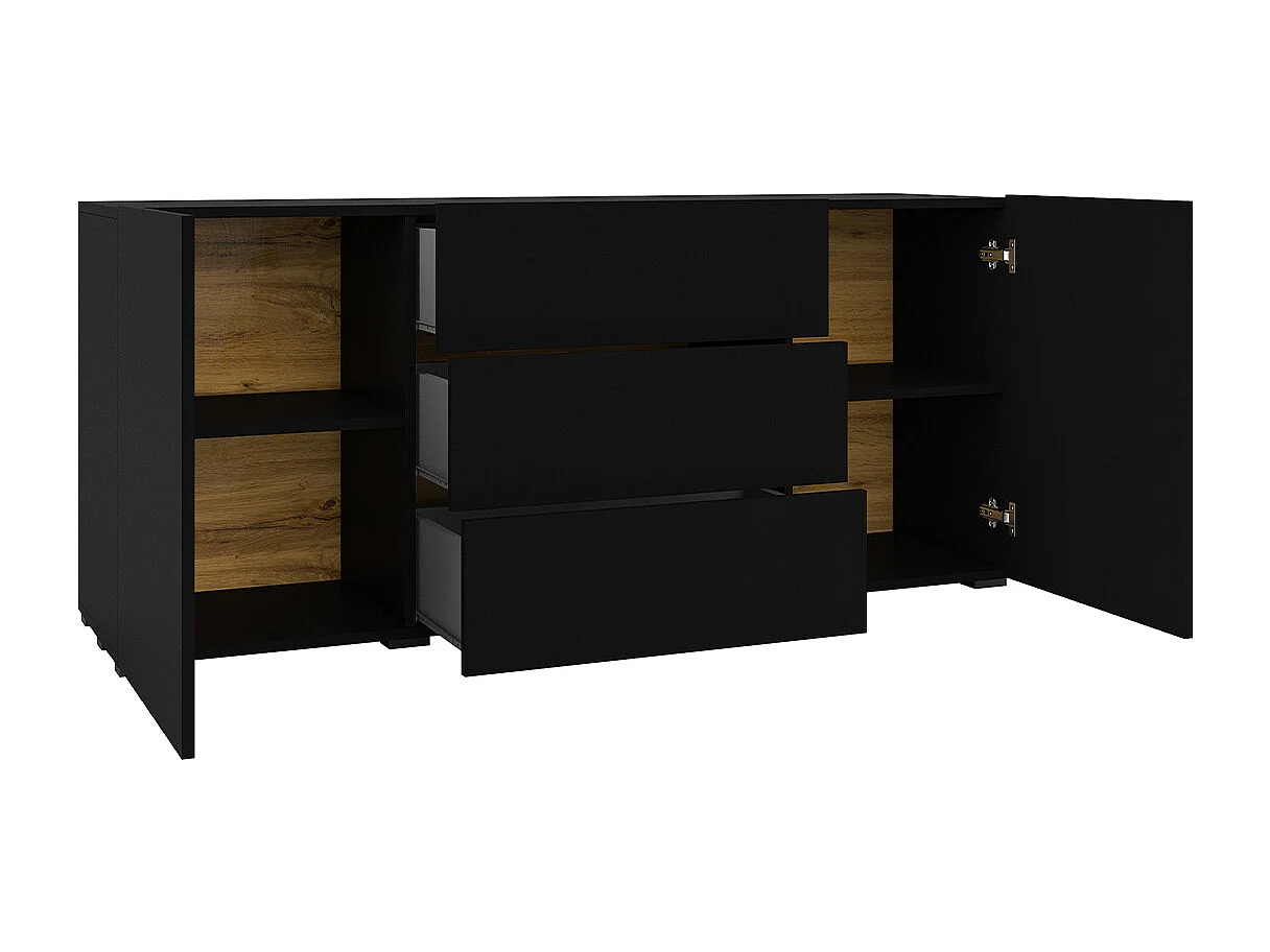 Buffet 2 portes 3 tiroirs Glora Noir