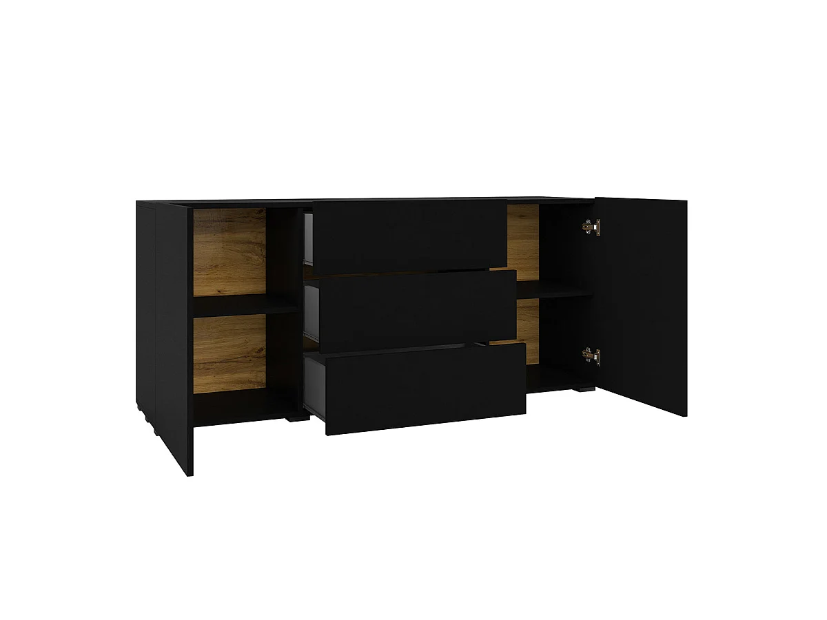 Sideboard 2 Türen 3 Schubladen Glora Schwarz