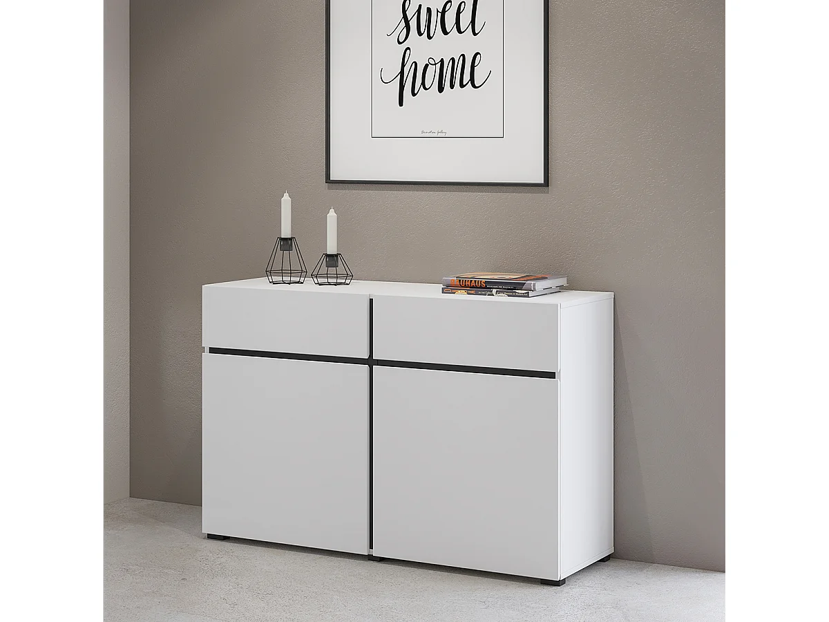 Buffet 2 ante 2 cassetti Lilia bianco 78cm