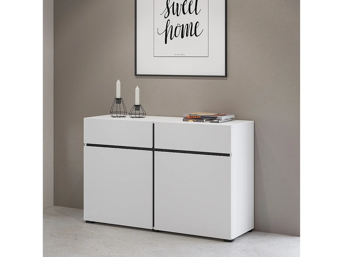 Buffet 2 portes 2 tiroirs Lilia Blanc