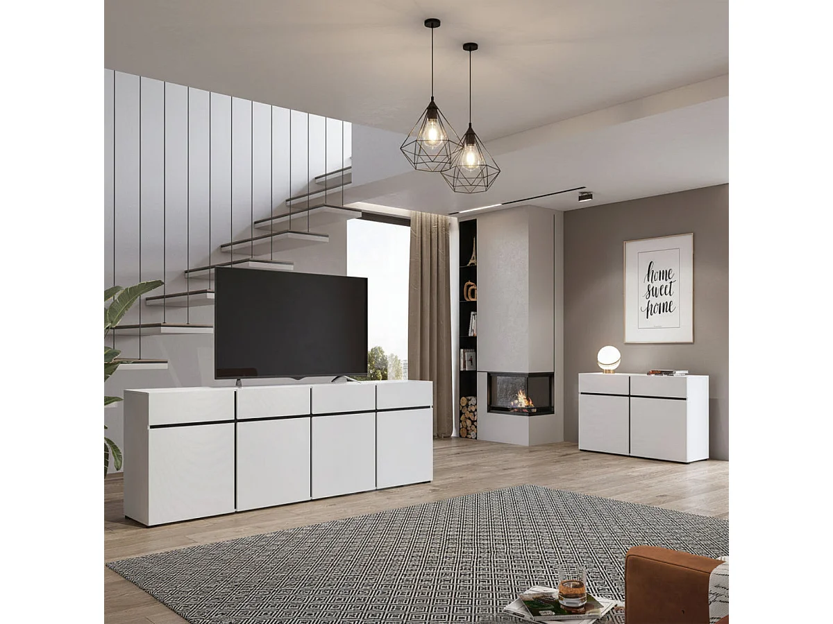 Buffet 2 portes 2 tiroirs Lilia Blanc