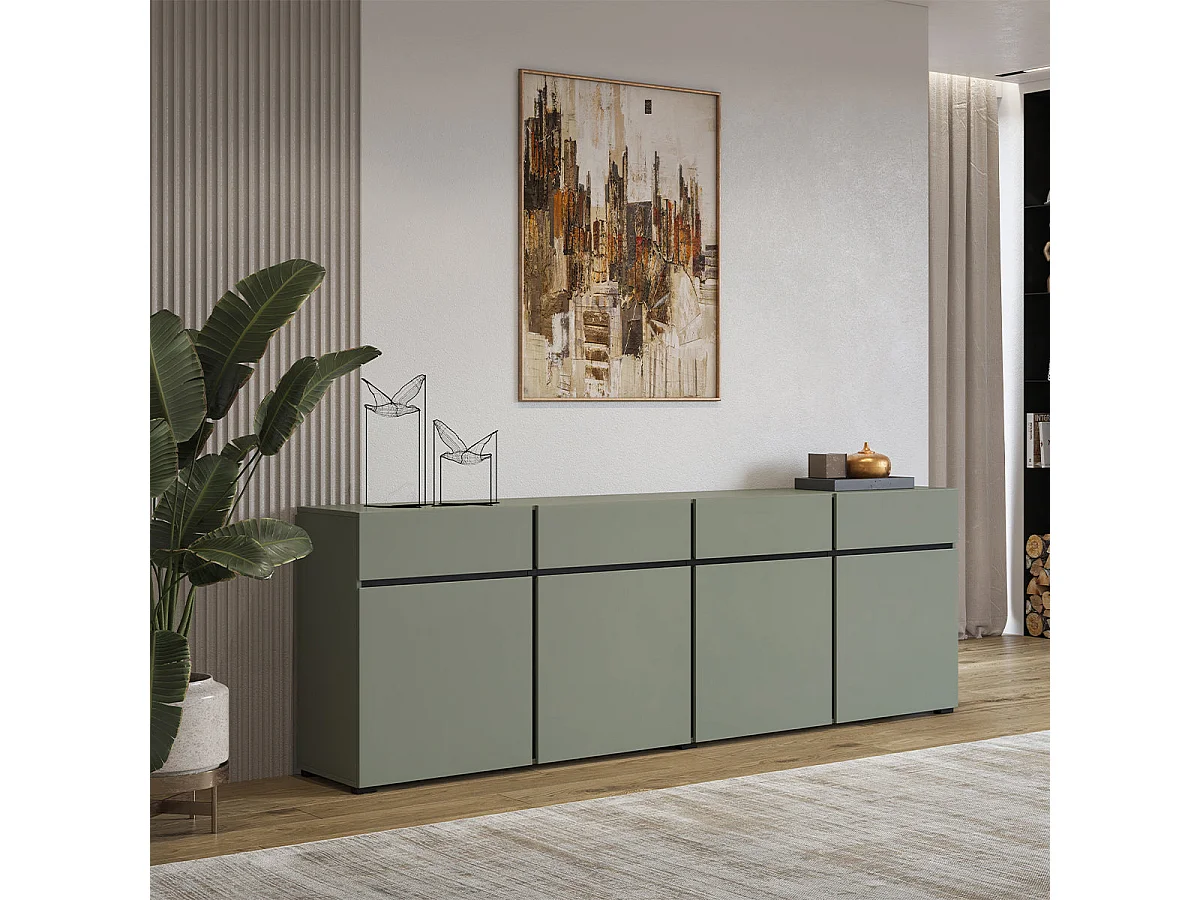 Buffet 4 ante 4 cassetti Lilia verde 78,5cm