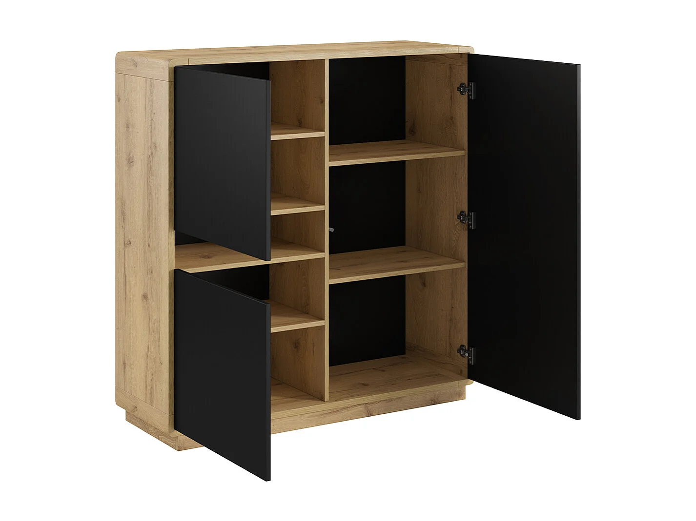 Raven Zwart en Hout 3-deurs dressoir