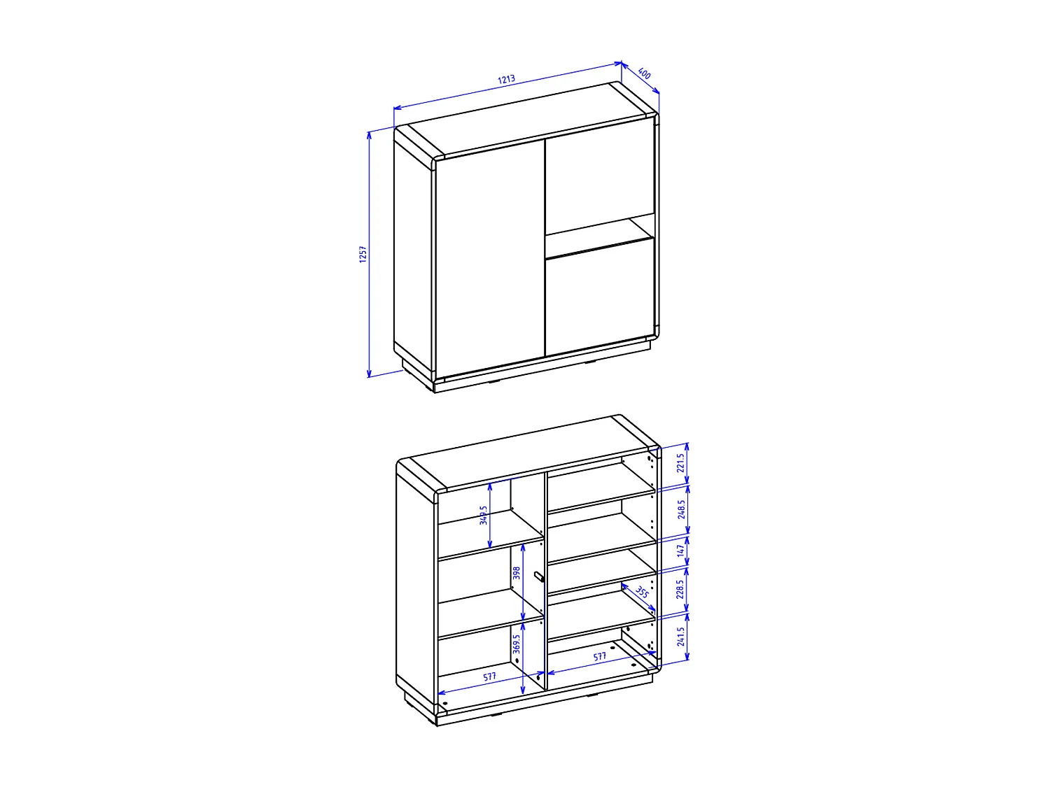 Raven Zwart en Hout 3-deurs dressoir
