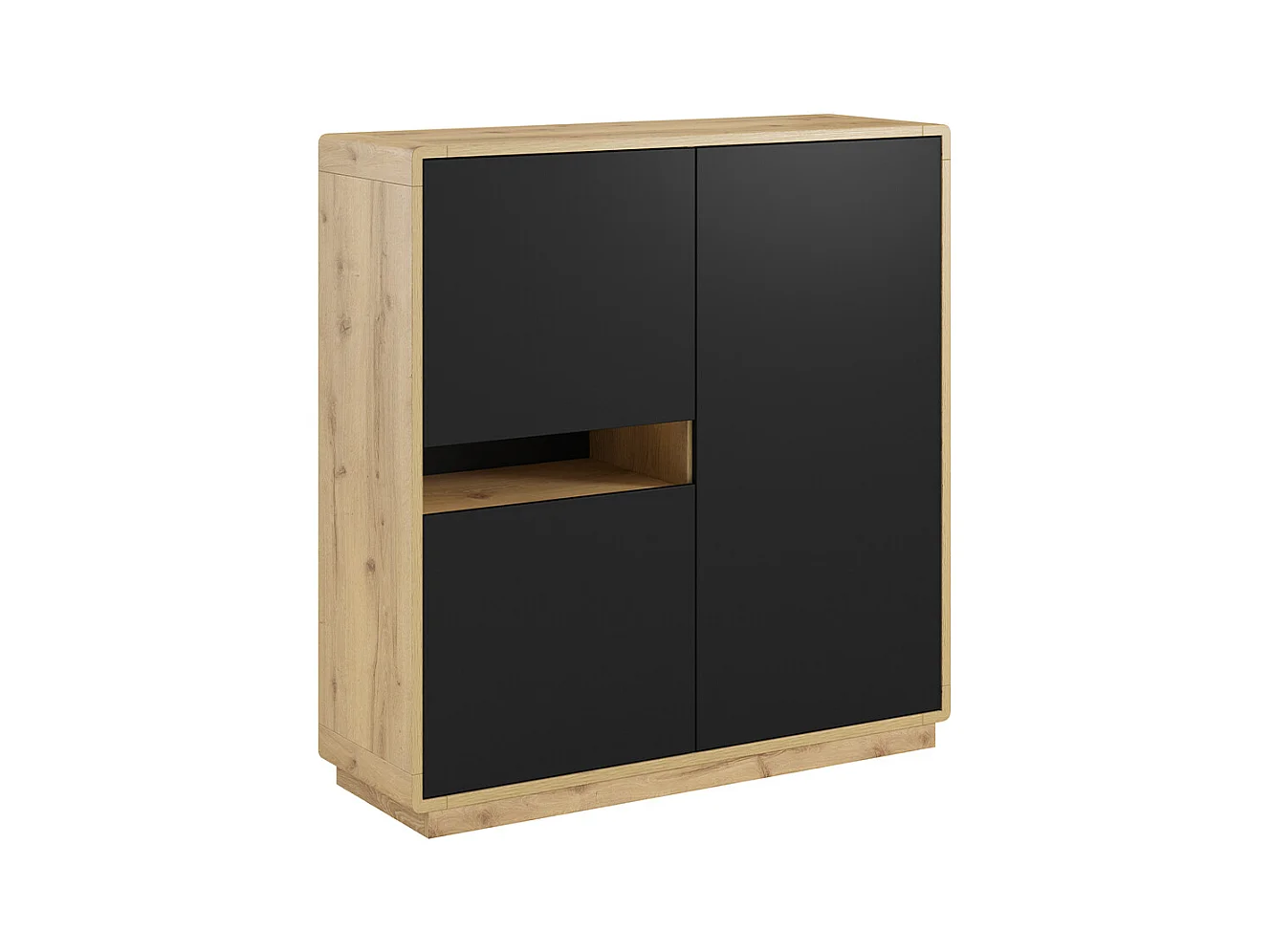 Buffet haut 3 portes Raven Noir et Bois