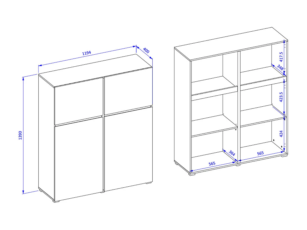 Buffet 4 portes Lilia Vert