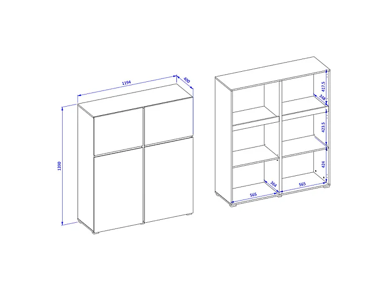 Lilia Groen 4-deurs dressoir