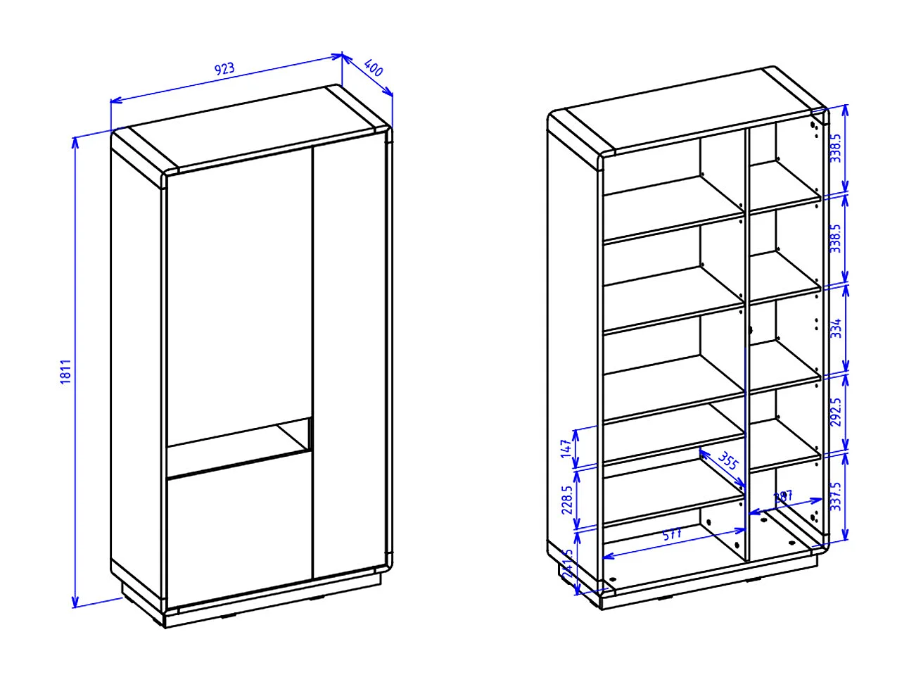 Armadio 3 ante Raven nero opaco e marrone 181cm