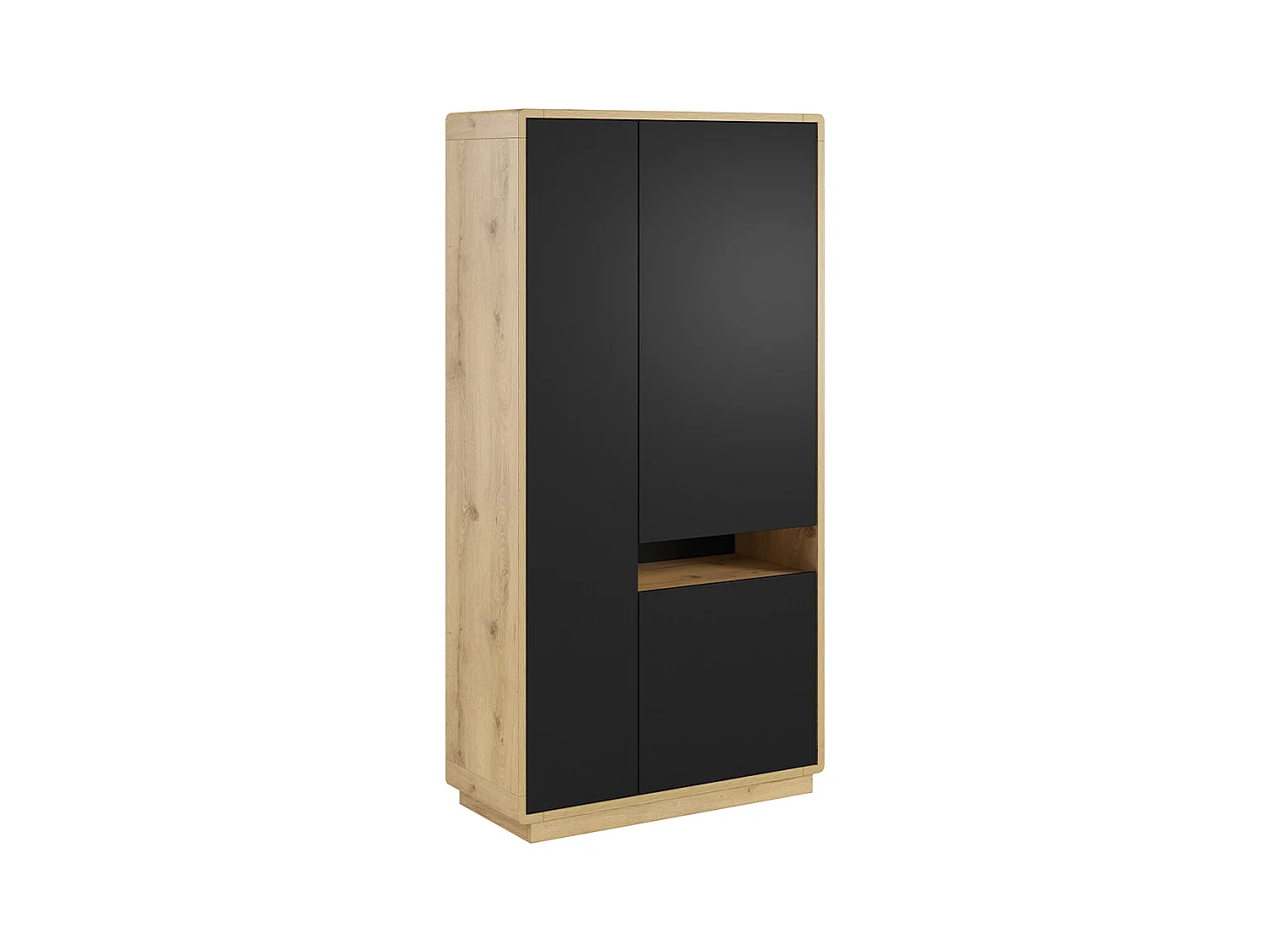 Armário 3 portas Raven preto mate e madeira 181cm