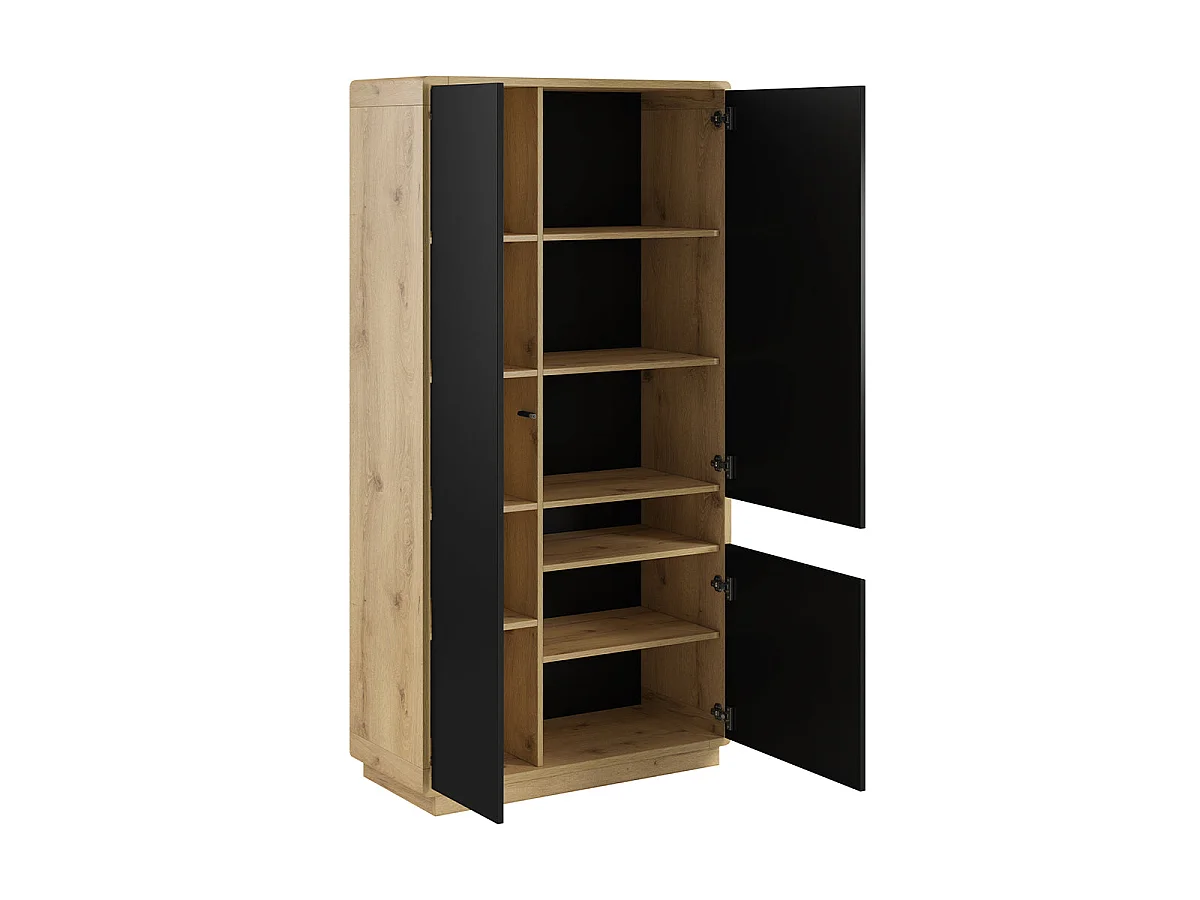 Raven Black and Wood 3-door wardrobe