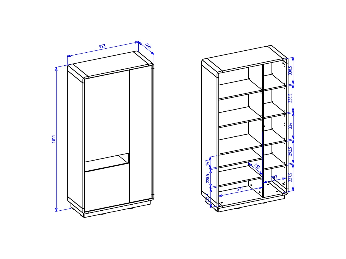 Raven Black and Wood 3-door wardrobe