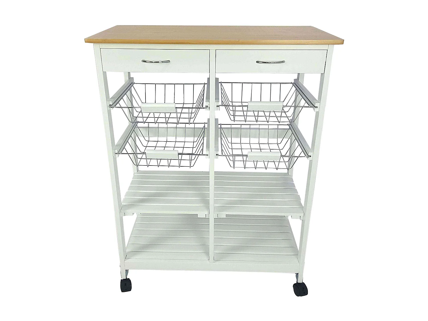 Meyvaser - Carro de Cocina de Cocina con Ruedas con 4 cestas extraíbles 4 bandejas y 2 cajones Oporto 8 Color Blanco 87x 67 x 37 Cm