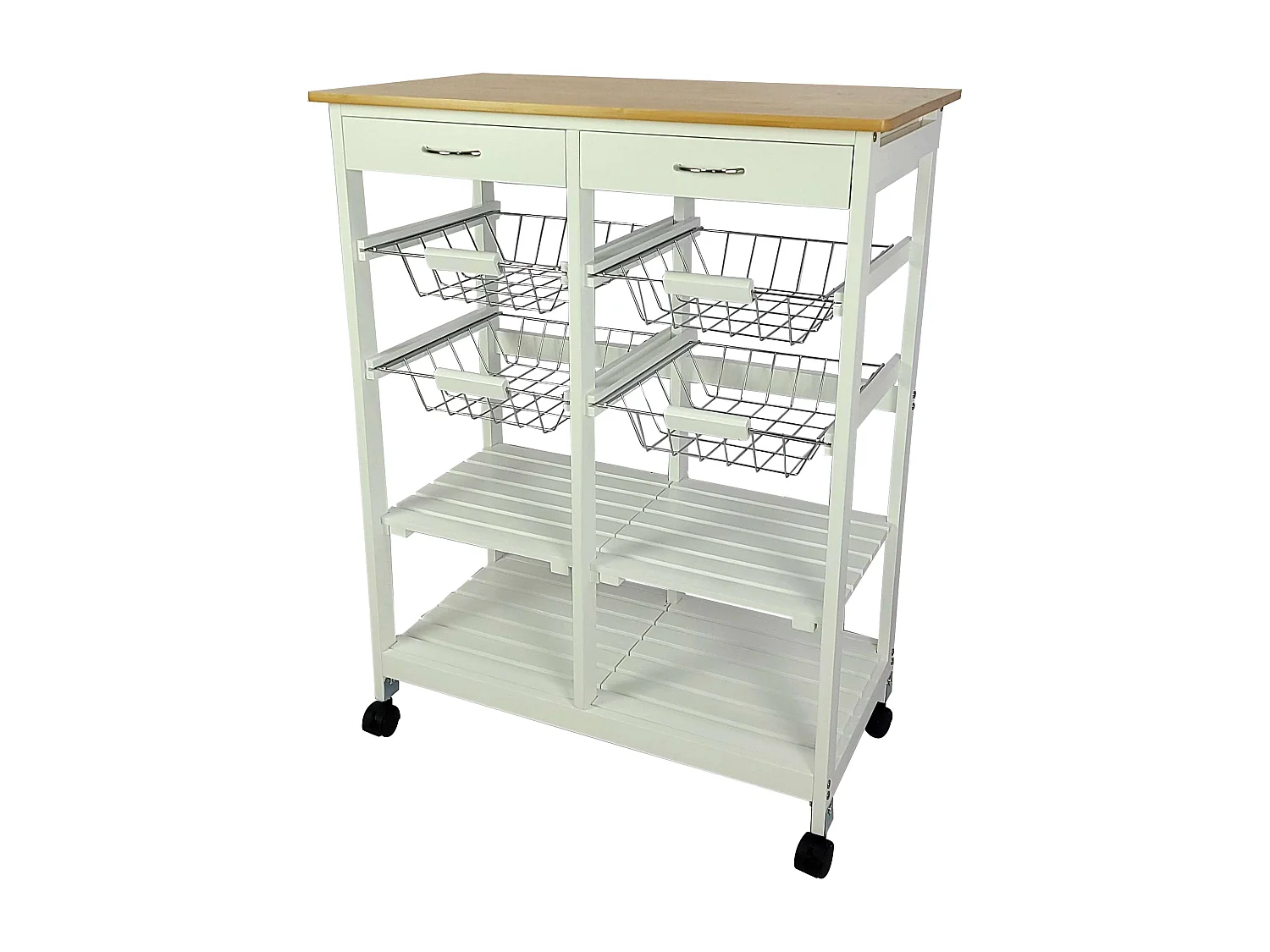 Meyvaser - Carro de Cocina de Cocina con Ruedas con 4 cestas extraíbles 4 bandejas y 2 cajones Oporto 8 Color Blanco 87x 67 x 37 Cm