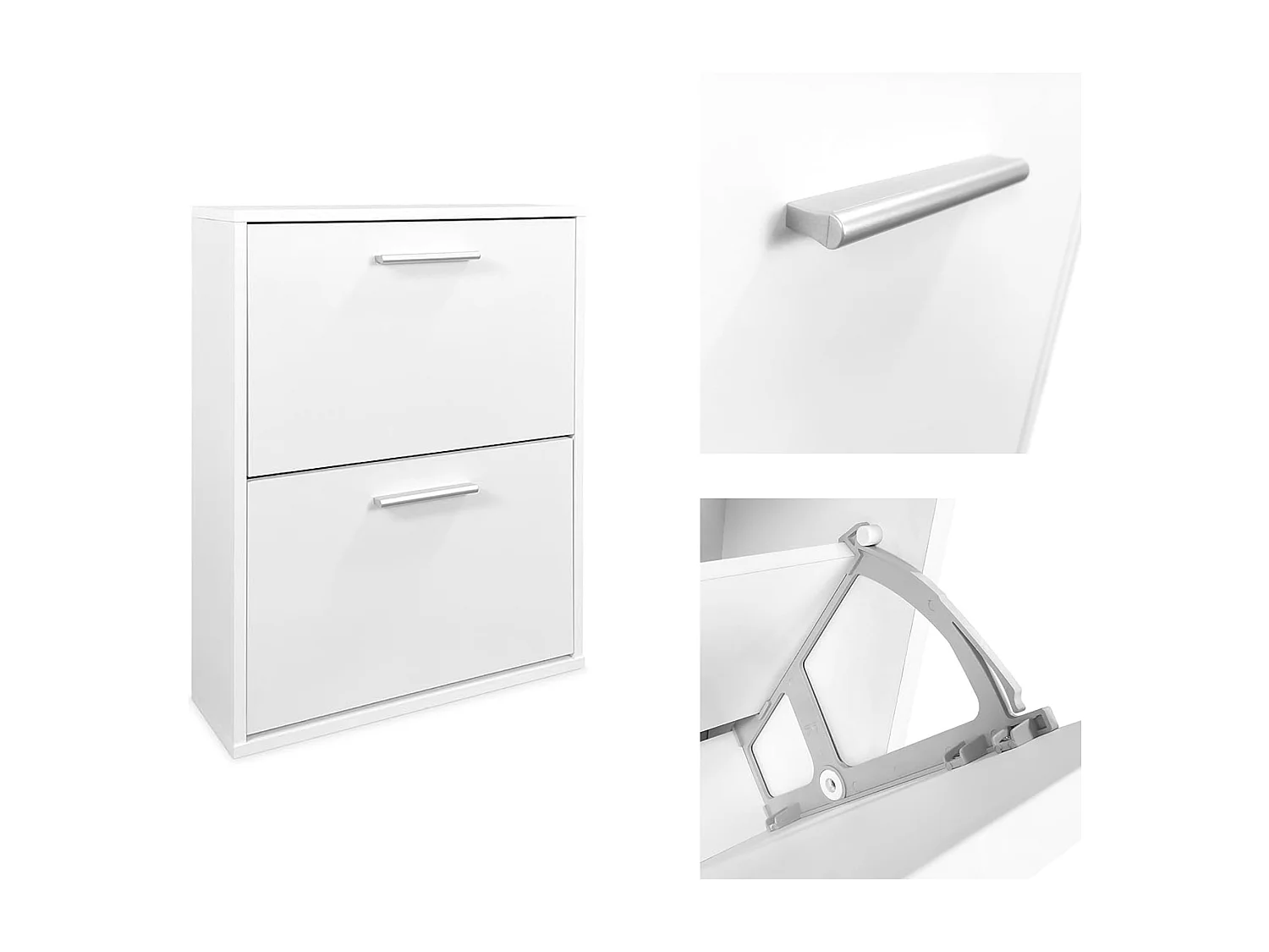 Meyvaser - Zapatero con 2 Puertas, Mueble para Zapatos Estrecho en Color Blanco, Medidas: 73 cm (Alto) x 54 cm (Ancho) x 18 cm (Fondo)