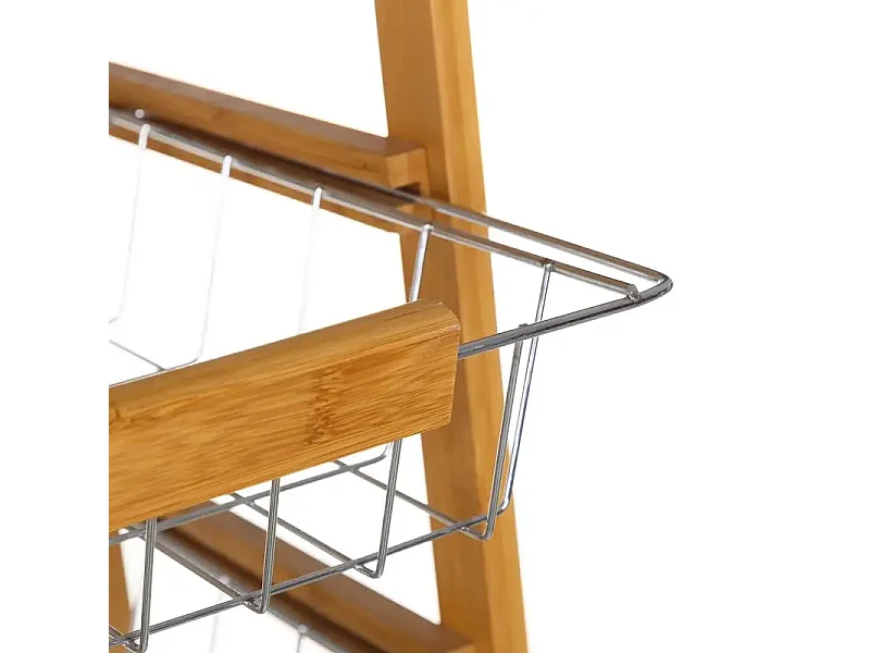 Meyvaser - Carrito Frutero Verdulero con 4 cestas y Cajón para Accesorios en Color Miel 37x37x85 cm