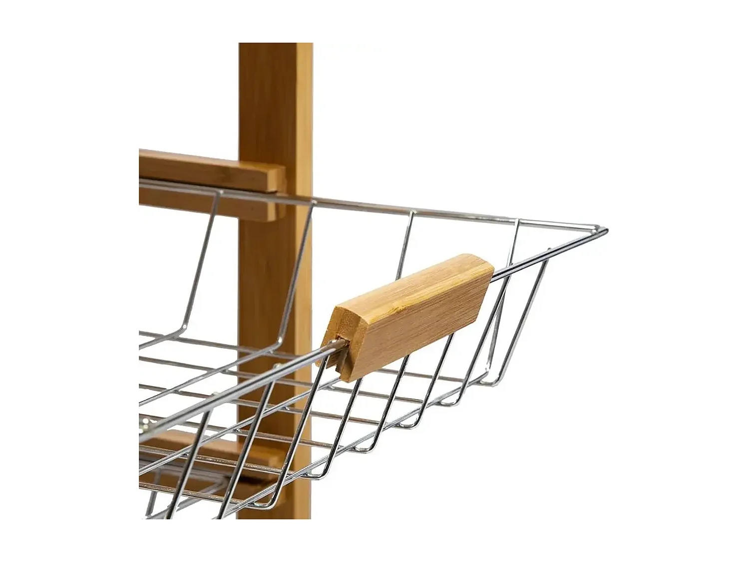 Meyvaser - Carrito Frutero Verdulero con 4 cestas y Cajón para Accesorios en Color Miel 37x37x85 cm