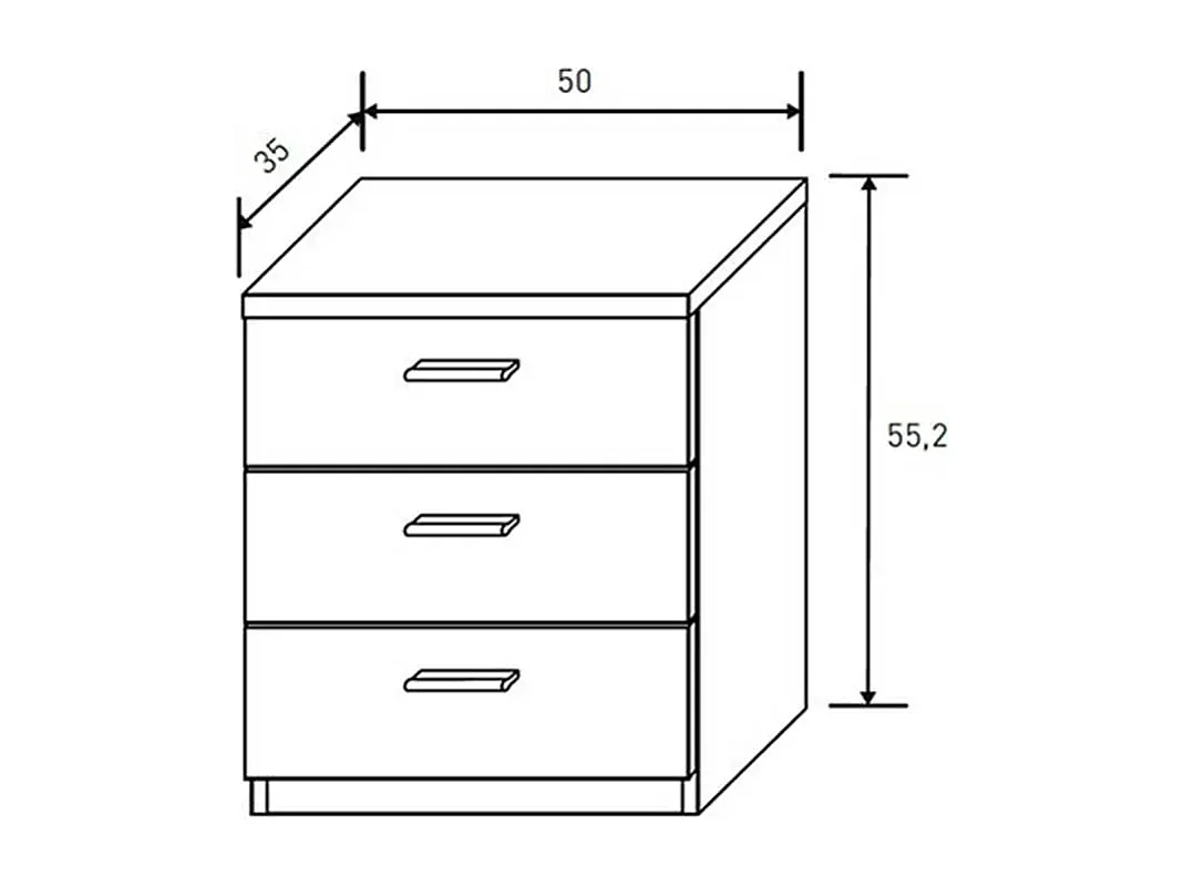 Meyvaser - Mesita de Noche, Mesilla de Dormitorio, Color Andersen Pino- Gris, Medidas: 50 cm (La) x 34,6 cm (Fo) x 55 cm (Al)
