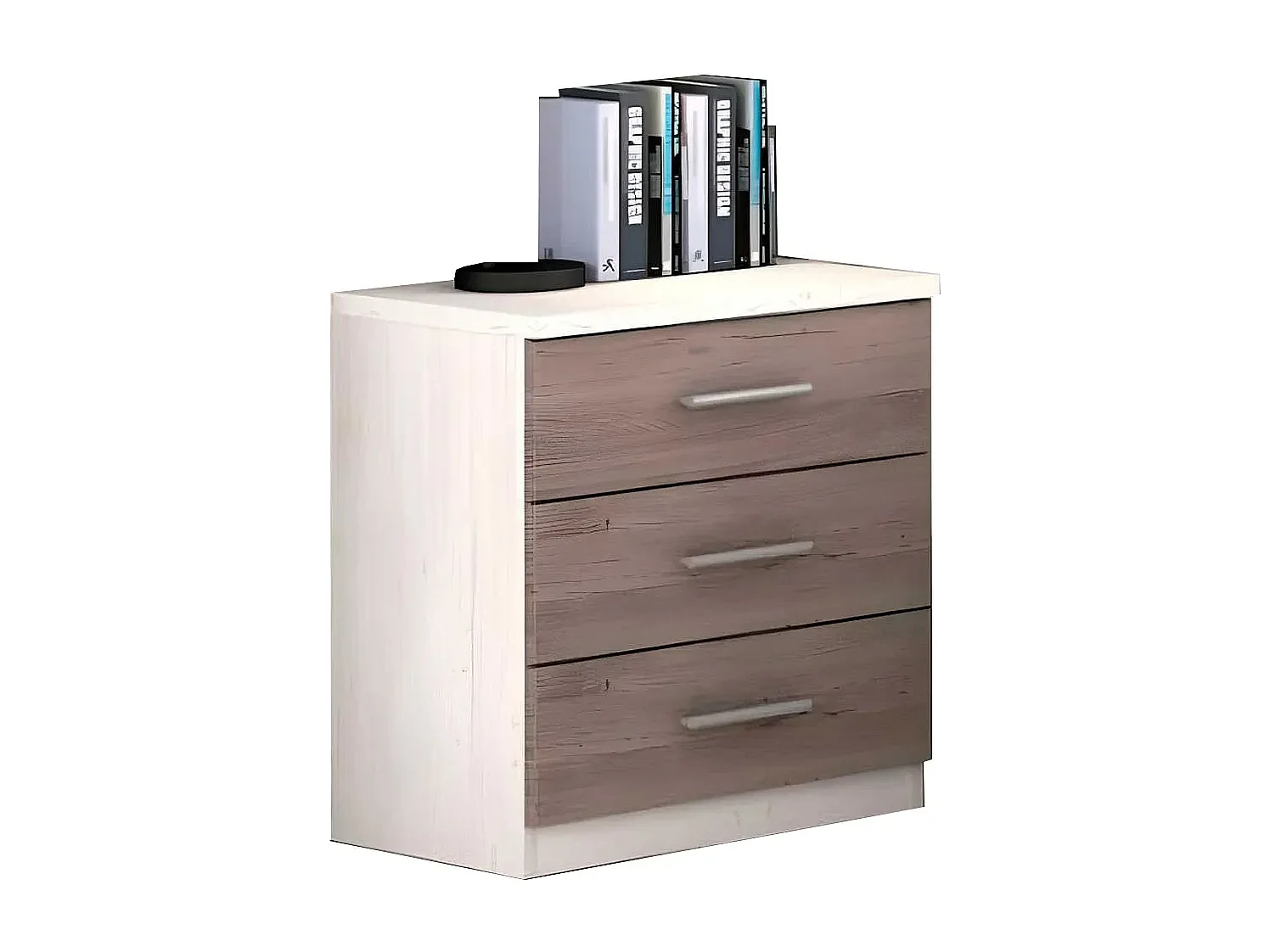 Meyvaser - Mesita de Noche, Mesilla de Dormitorio, Color Andersen Pino- Gris, Medidas: 50 cm (La) x 34,6 cm (Fo) x 55 cm (Al)