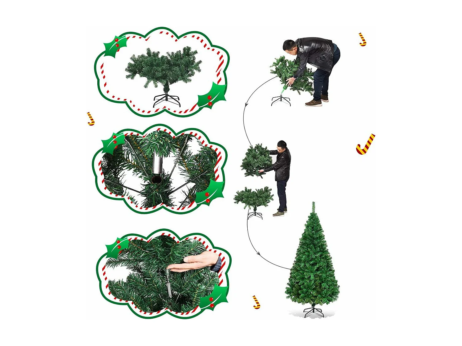 Sapin de noël artificiel 240cm, Arbre de noël artificiel pour décoration de noël ,1138 Branches, Vert Nature