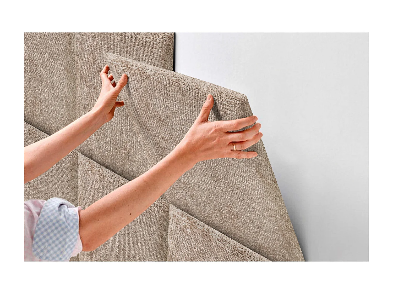 DHOME Tête de Lit Rembourrée en Laine Écologique Composée de Panneaux Autocollants Interchangeables Chambre de Luxe Rembourrée (marron clair, 110 cm)