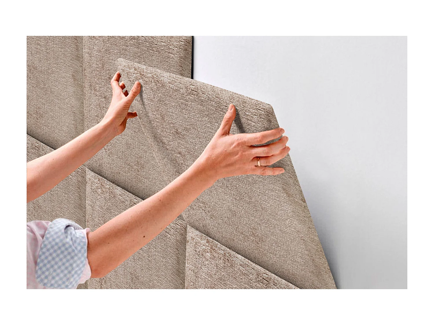 DHOME Tête de Lit Rembourrée en Laine Écologique Composée de Panneaux Autocollants Interchangeables Chambre de Luxe Rembourrée (marron clair, 200 cm)