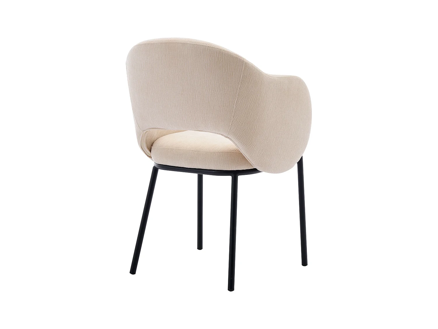 Conjunto de 6 cadeiras com apoios de braço em tecido texturizado e metal preto cor bege - ACACILIO