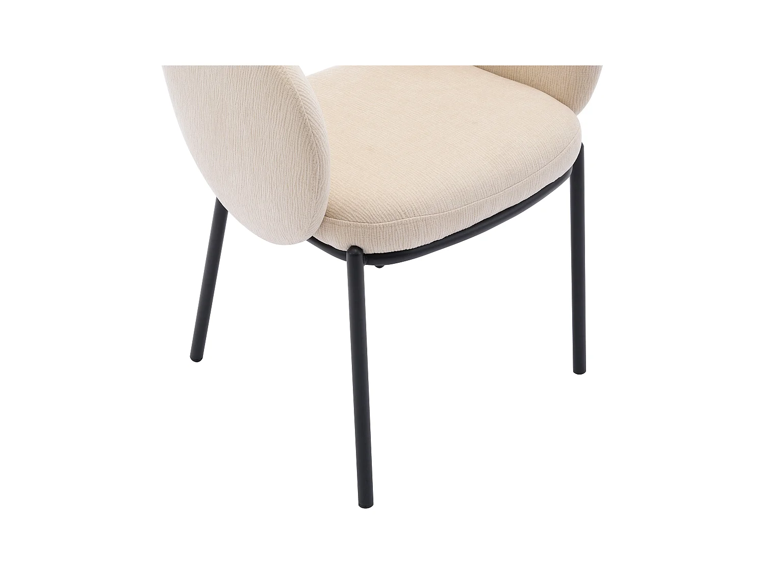 Lot de 6 chaises avec accoudoirs en tissu texturé et métal noir - Beige - ACACILIO