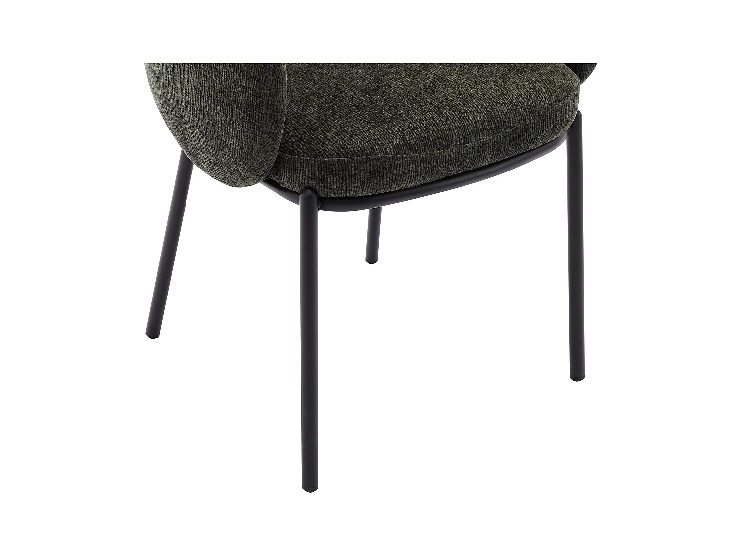 Conjunto de 6 cadeiras com apoios de braço em tecido texturizado e metal preto cor verde - ACACILIO