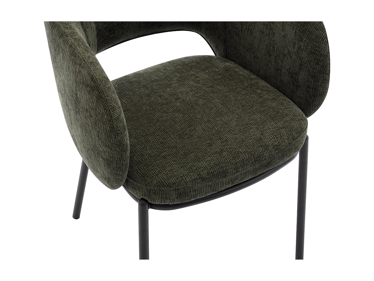 Lot de 6 chaises avec accoudoirs en tissu texturé et métal noir - Vert - ACACILIO