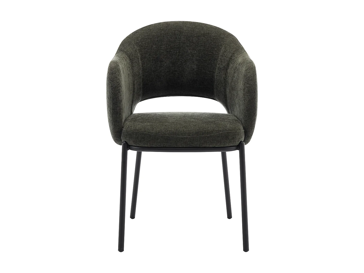 Lot de 6 chaises avec accoudoirs en tissu texturé et métal noir - Vert - ACACILIO