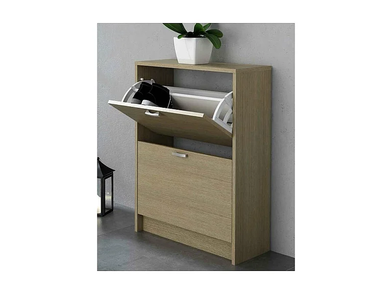 Mueble Zapatero Manila con 2 trampones en roble. 60 cm(ancho) 81.6 cm(altura) 25 cm(fondo)
