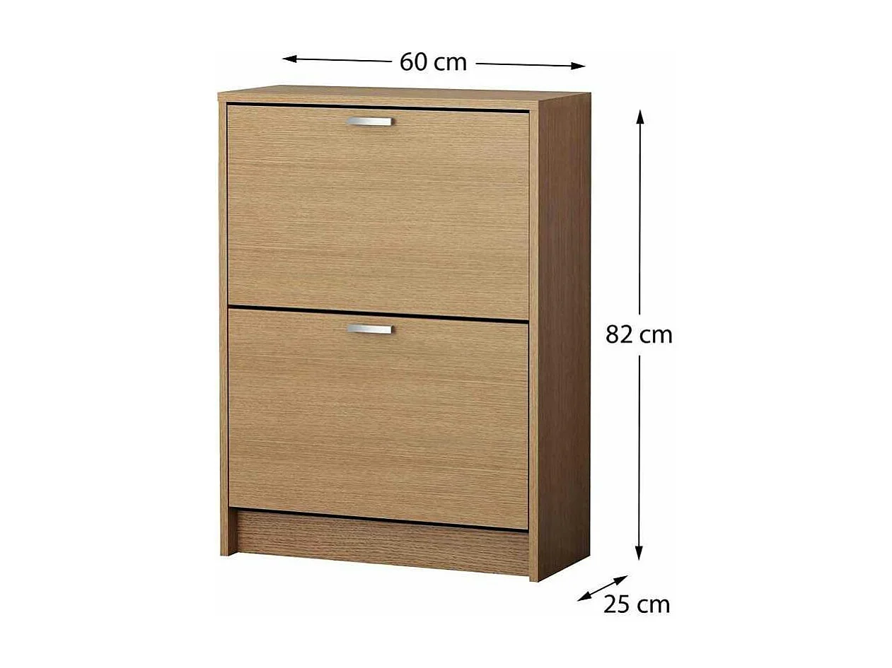 Mueble Zapatero Manila con 2 trampones en roble. 60 cm(ancho) 81.6 cm(altura) 25 cm(fondo)