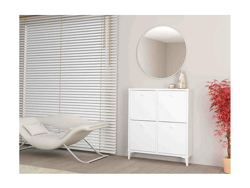 Zapatero cuatro trampones en blanco. 90.6 cm(ancho) 103 cm(altura) 20 cm(fondo)