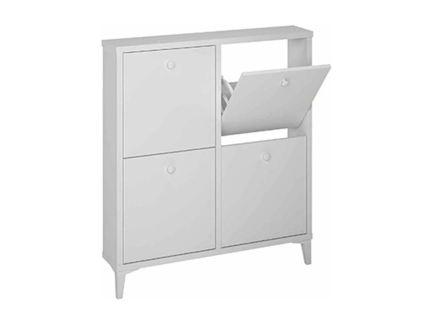 Zapatero cuatro trampones en blanco. 90.6 cm(ancho) 103 cm(altura) 20 cm(fondo)